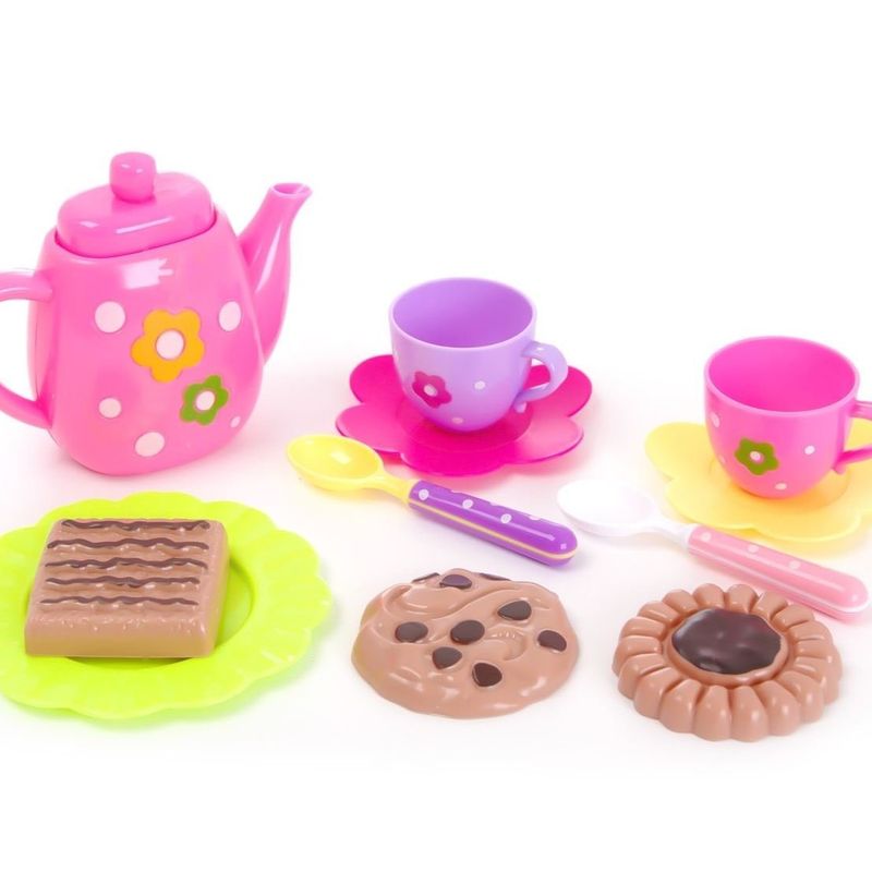 Casa si Gradina - Bucatarie si vesela - Vase pentru gatit - Accesorii ceai - Set de joaca ceai si biscuiti, 11 piese, roz - Infinity.ro