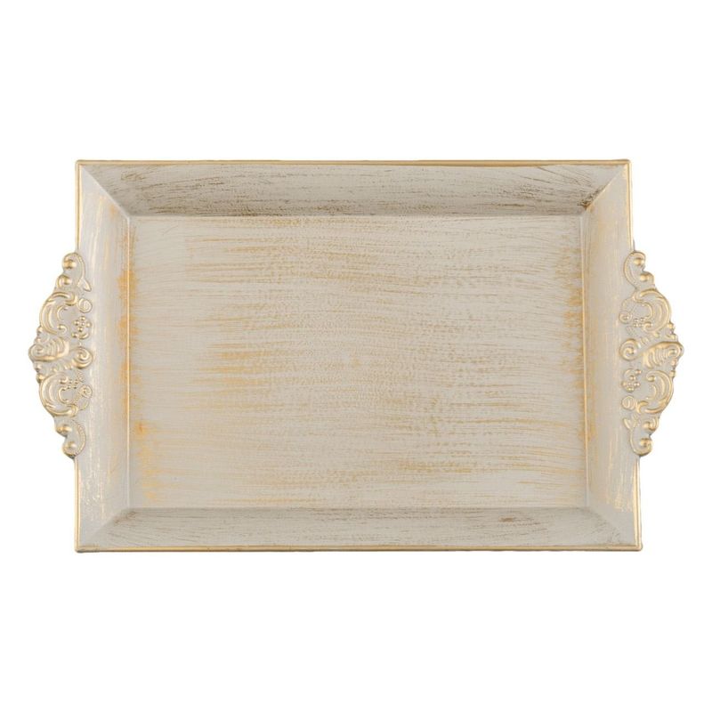 Casa si Gradina - Bucatarie si vesela - Vesela si tacamuri - Platouri de bucatarie - Platou Decorativ Dreptunghiular Plastic Bej Auriu Brushed - Infinity.ro