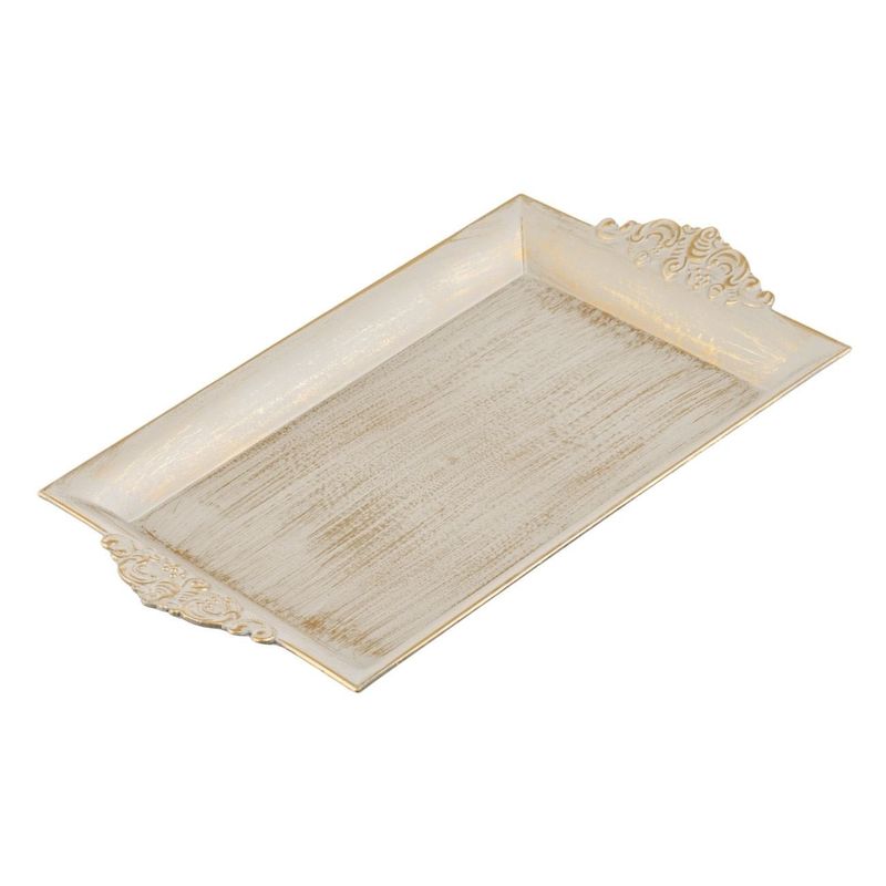 Casa si Gradina - Bucatarie si vesela - Vesela si tacamuri - Platouri de bucatarie - Platou Decorativ Dreptunghiular Plastic Bej Auriu Brushed - Infinity.ro