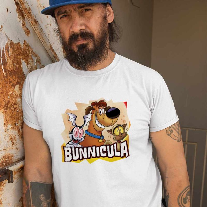 Fashion, accesorii si bijuterii - Barbati - Imbracaminte - Tricouri si bluze barbati - Tricou Barbati Bunnicula Draculas Vampirul Iepuras, alb, marime M - Infinity.ro