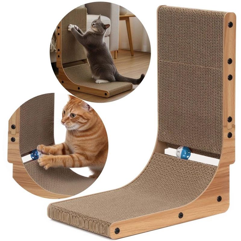 Petshop - Accesorii petshop - Jucarii animale - Ansambluri de joaca - Ansamblu de zgariat pentru pisici cu bila si catnip, 25x40x50 cm, maro - Infinity.ro