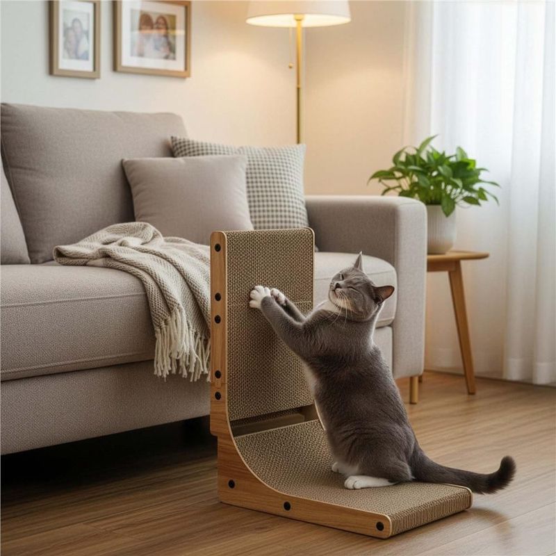 Petshop - Accesorii petshop - Jucarii animale - Ansambluri de joaca - Ansamblu de zgariat pentru pisici cu bila si catnip, 25x40x50 cm, maro - Infinity.ro