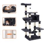 Petshop - Accesorii petshop - Jucarii animale - Ansambluri de joaca - Ansamblu de joaca pentru pisici, tip copac, cu culcus si ascunzatoare, 90x50x164cm, gri antracit - Infinity.ro