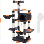 Petshop - Accesorii petshop - Jucarii animale - Ansambluri de joaca - Ansamblu de joaca pentru pisici, tip copac, cu culcus si ascunzatoare, 90x50x164cm, gri antracit - Infinity.ro