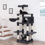 Petshop - Accesorii petshop - Jucarii animale - Ansambluri de joaca - Ansamblu de joaca pentru pisici, tip copac, cu culcus si ascunzatoare, 90x50x164cm, gri antracit - Infinity.ro