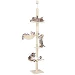 Petshop - Accesorii petshop - Jucarii animale - Ansambluri de joaca - Ansamblu de joaca pentru pisici, tip stalp de catarat pana la tavan, inaltime reglabila, 240 - 265 cm, bej - Infinity.ro