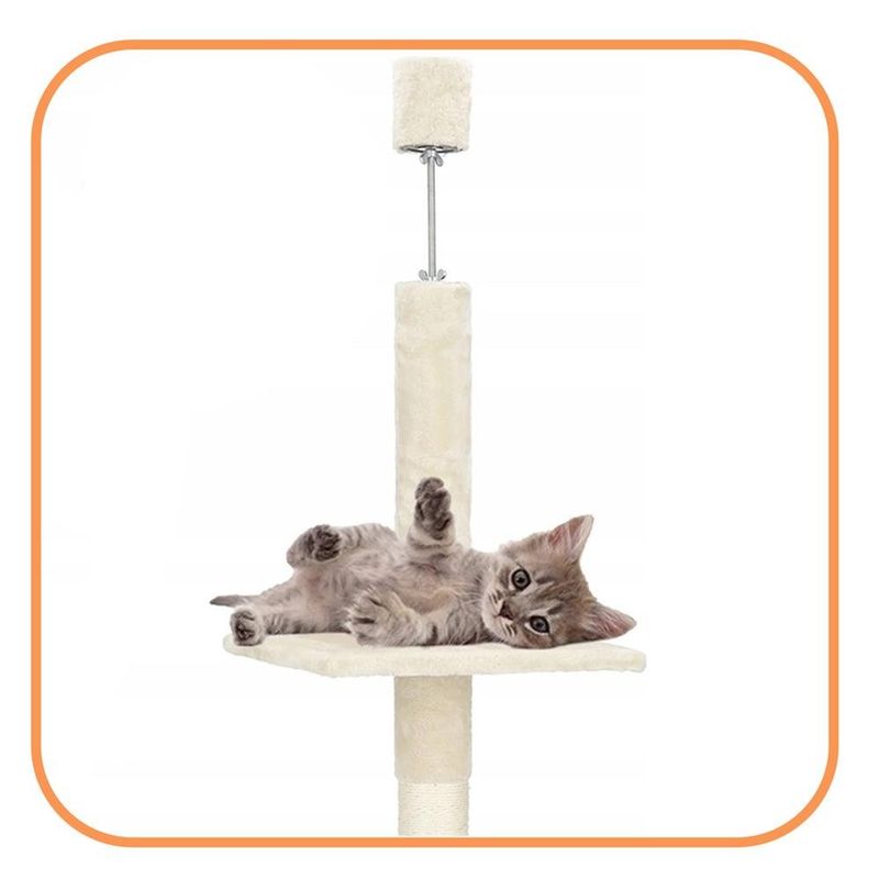 Petshop - Accesorii petshop - Jucarii animale - Ansambluri de joaca - Ansamblu de joaca pentru pisici, tip stalp de catarat pana la tavan, inaltime reglabila, 240 - 265 cm, bej - Infinity.ro