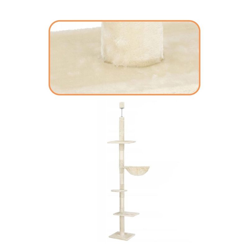 Petshop - Accesorii petshop - Jucarii animale - Ansambluri de joaca - Ansamblu de joaca pentru pisici, tip stalp de catarat pana la tavan, inaltime reglabila, 240 - 265 cm, bej - Infinity.ro