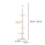 Petshop - Accesorii petshop - Jucarii animale - Ansambluri de joaca - Ansamblu de joaca pentru pisici, tip stalp de catarat pana la tavan, inaltime reglabila, 240 - 265 cm, bej - Infinity.ro