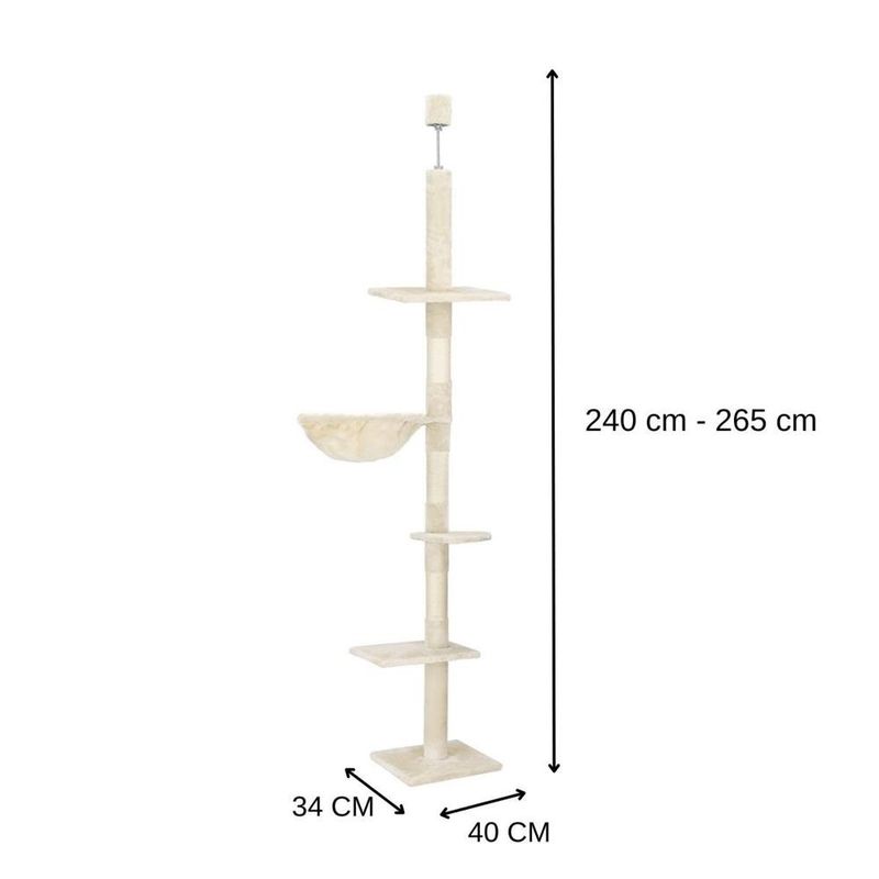 Petshop - Accesorii petshop - Jucarii animale - Ansambluri de joaca - Ansamblu de joaca pentru pisici, tip stalp de catarat pana la tavan, inaltime reglabila, 240 - 265 cm, bej - Infinity.ro
