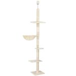 Petshop - Accesorii petshop - Jucarii animale - Ansambluri de joaca - Ansamblu de joaca pentru pisici, tip stalp de catarat pana la tavan, inaltime reglabila, 240 - 265 cm, bej - Infinity.ro