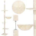 Petshop - Accesorii petshop - Jucarii animale - Ansambluri de joaca - Ansamblu de joaca pentru pisici, tip stalp de catarat pana la tavan, inaltime reglabila, 240 - 265 cm, bej - Infinity.ro