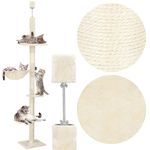 Petshop - Accesorii petshop - Jucarii animale - Ansambluri de joaca - Ansamblu de joaca pentru pisici, tip stalp de catarat pana la tavan, inaltime reglabila, 240 - 265 cm, bej - Infinity.ro