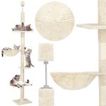 Petshop - Accesorii petshop - Jucarii animale - Ansambluri de joaca - Ansamblu de joaca pentru pisici, tip stalp de catarat pana la tavan, inaltime reglabila, 240 - 265 cm, bej - Infinity.ro