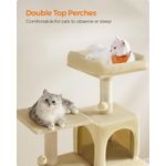 Petshop - Accesorii petshop - Jucarii animale - Ansambluri de joaca - Ansamblu joaca pentru pisici cu 2 platforme, pestera, hamac si stalpi sisal, 55x45x143 cm, bej - Infinity.ro