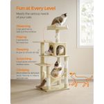 Petshop - Accesorii petshop - Jucarii animale - Ansambluri de joaca - Ansamblu joaca pentru pisici cu 2 platforme, pestera, hamac si stalpi sisal, 55x45x143 cm, bej - Infinity.ro