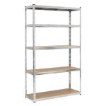 Casa si Gradina - Constructii - Depozitare, transport si protectie - Rafturi, fisete si vestiare - Raft metalic de depozitare cu 5 polite reglabile MDF, structura zincata, capacitate 1000 kg, 120x45x205 cm, gri - Infinity.ro