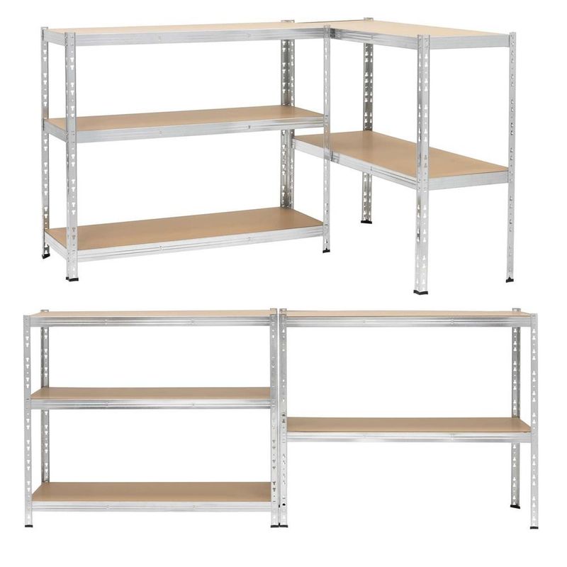 Casa si Gradina - Constructii - Depozitare, transport si protectie - Rafturi, fisete si vestiare - Raft metalic de depozitare cu 5 polite reglabile MDF, structura zincata, capacitate 1000 kg, 120x45x205 cm, gri - Infinity.ro