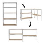 Casa si Gradina - Constructii - Depozitare, transport si protectie - Rafturi, fisete si vestiare - Raft metalic de depozitare cu 5 polite reglabile MDF, structura zincata, capacitate 1000 kg, 120x45x205 cm, gri - Infinity.ro