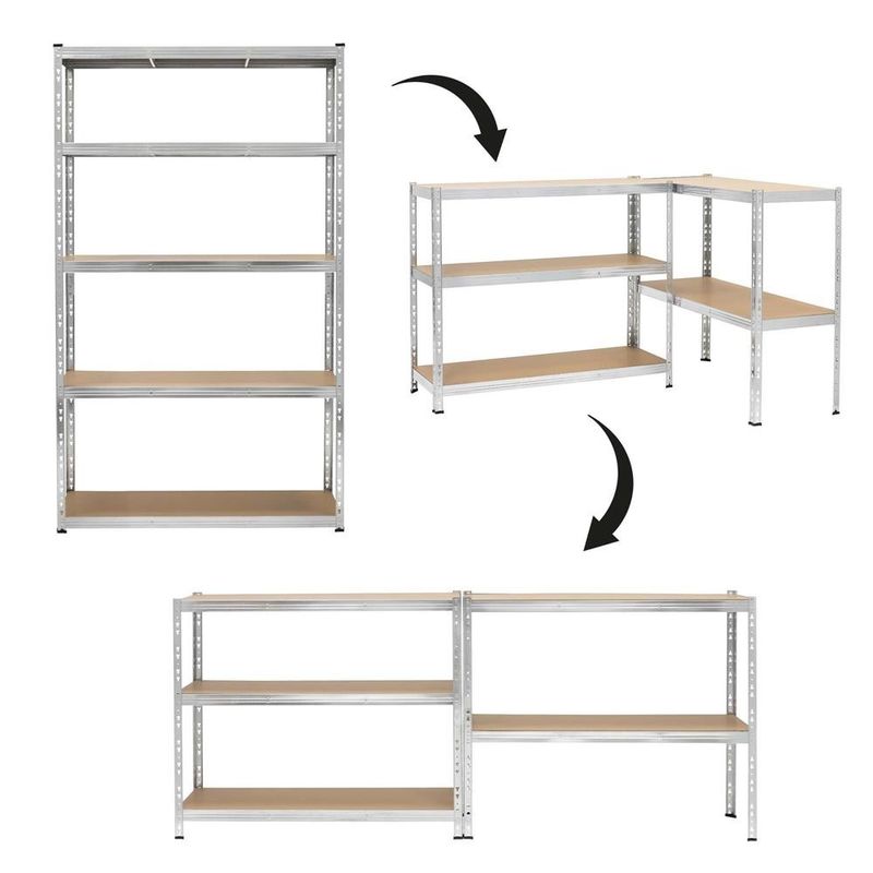 Casa si Gradina - Constructii - Depozitare, transport si protectie - Rafturi, fisete si vestiare - Raft metalic de depozitare cu 5 polite reglabile MDF, structura zincata, capacitate 1000 kg, 120x45x205 cm, gri - Infinity.ro