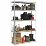 Casa si Gradina - Constructii - Depozitare, transport si protectie - Rafturi, fisete si vestiare - Raft metalic de depozitare cu 5 polite reglabile MDF, structura zincata, capacitate 1000 kg, 120x45x205 cm, gri - Infinity.ro