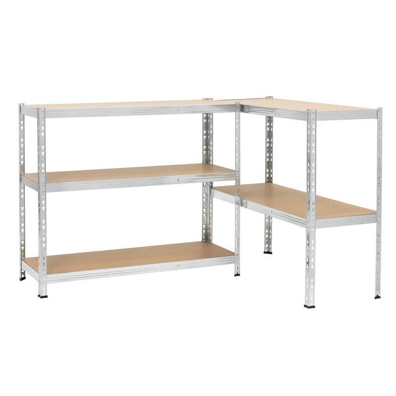 Casa si Gradina - Constructii - Depozitare, transport si protectie - Rafturi, fisete si vestiare - Raft metalic de depozitare cu 5 polite reglabile MDF, structura zincata, capacitate 1000 kg, 120x45x205 cm, gri - Infinity.ro