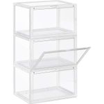 Casa si Gradina - Mobilier - Dulapuri si sifoniere - Dulapuri pantofi - Organizatoare pantofi, transparente cu usa frontala, stivuibile, PVC, 3 cutii x 36x28x22 cm, transparent - Infinity.ro