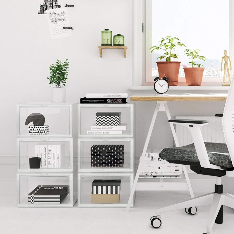 Casa si Gradina - Mobilier - Dulapuri si sifoniere - Dulapuri pantofi - Organizatoare pantofi, transparente cu usa frontala, stivuibile, PVC, 3 cutii x 36x28x22 cm, transparent - Infinity.ro