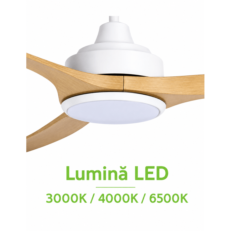 Electronice si Electrocasnice - Climatizare si sisteme de incalzire - Aparate racire aer - Ventilatoare - Ventilator de tavan cu iluminare LED HAEGER NATURE LIGHT PLUS, Diametru 142 cm, Telecomanda, 6 viteze, Timer, 68 W - Infinity.ro