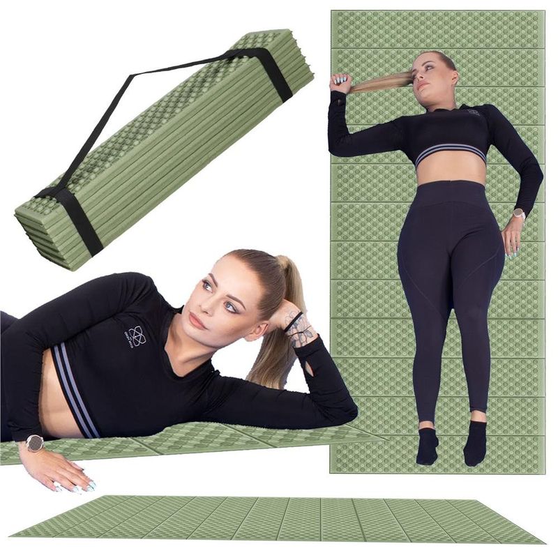 Sport si Outdoor - Camping - Saltele si accesorii pentru somn - Saltele camping - Saltea pliabila pentru camping sau plaja, 182x60 cm, spuma XPE, termoizolanta, pliere armonica, 12 segmente, verde - Infinity.ro