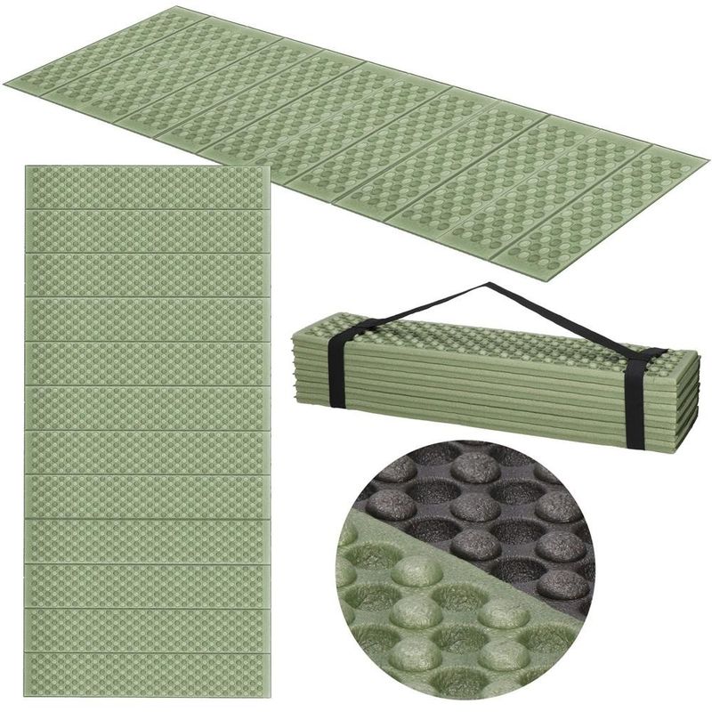 Sport si Outdoor - Camping - Saltele si accesorii pentru somn - Saltele camping - Saltea pliabila pentru camping sau plaja, 182x60 cm, spuma XPE, termoizolanta, pliere armonica, 12 segmente, verde - Infinity.ro