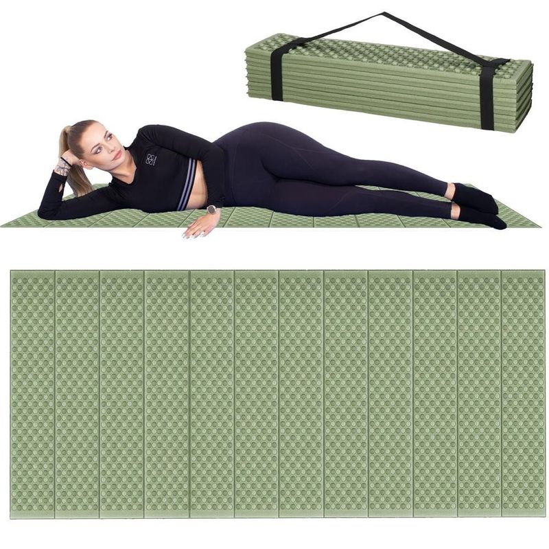 Sport si Outdoor - Camping - Saltele si accesorii pentru somn - Saltele camping - Saltea pliabila pentru camping sau plaja, 182x60 cm, spuma XPE, termoizolanta, pliere armonica, 12 segmente, verde - Infinity.ro
