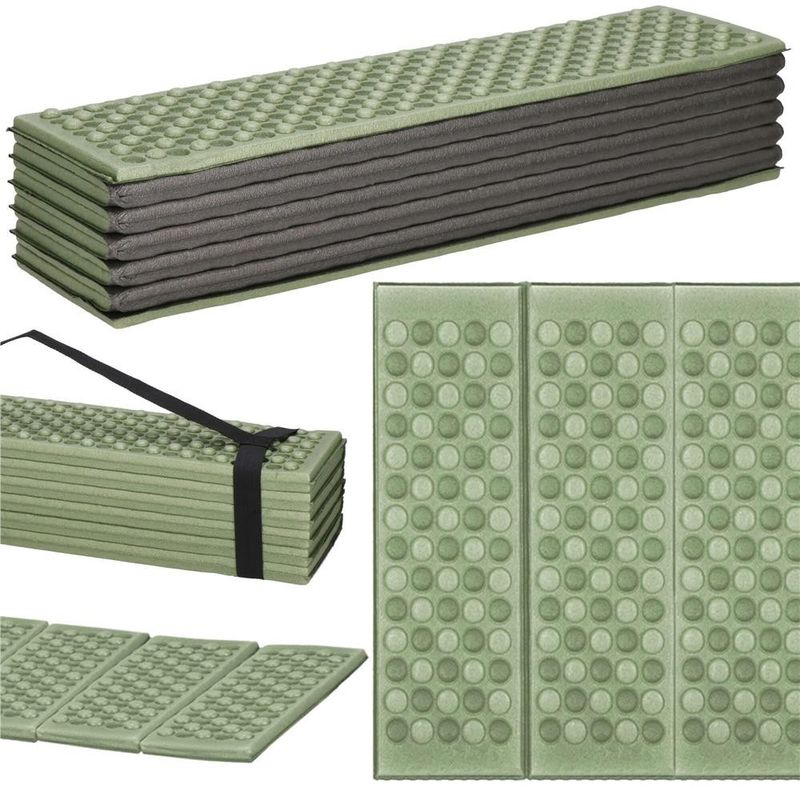 Sport si Outdoor - Camping - Saltele si accesorii pentru somn - Saltele camping - Saltea pliabila pentru camping sau plaja, 182x60 cm, spuma XPE, termoizolanta, pliere armonica, 12 segmente, verde - Infinity.ro