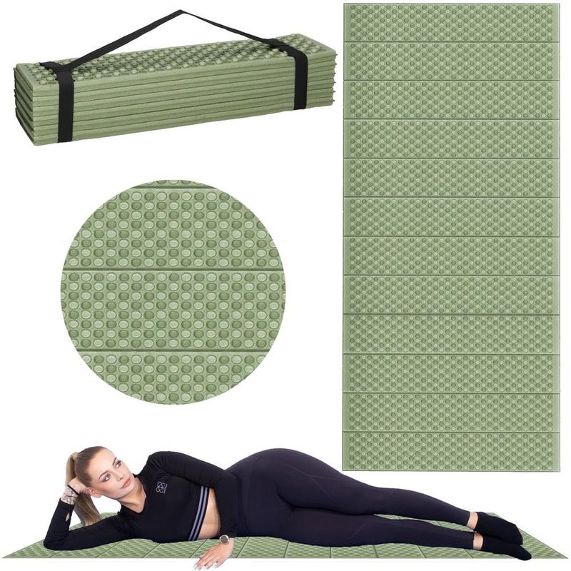 Sport si Outdoor - Camping - Saltele si accesorii pentru somn - Saltele camping - Saltea pliabila pentru camping sau plaja, 182x60 cm, spuma XPE, termoizolanta, pliere armonica, 12 segmente, verde - Infinity.ro
