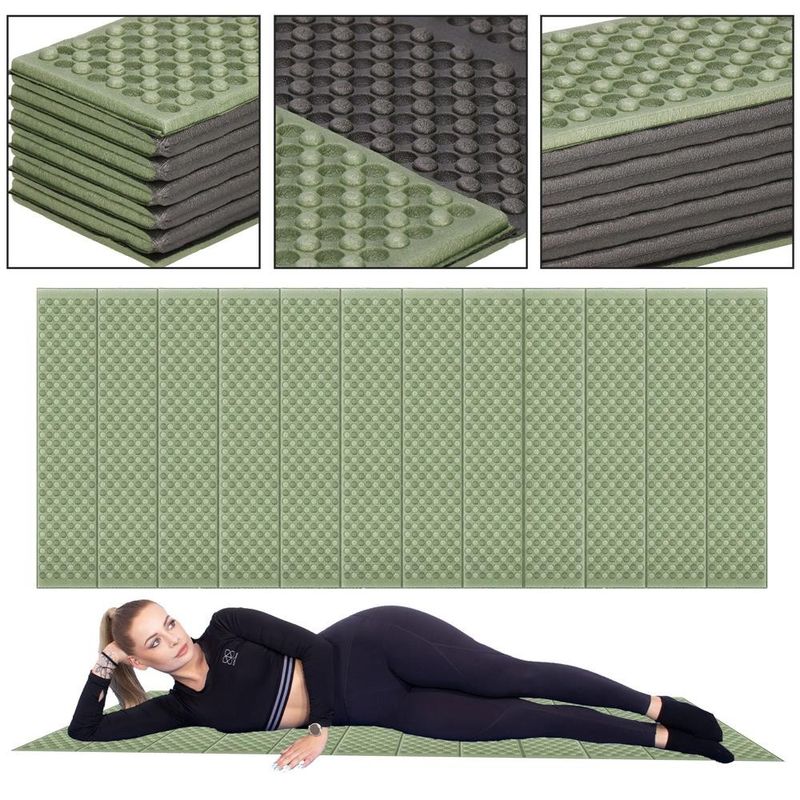 Sport si Outdoor - Camping - Saltele si accesorii pentru somn - Saltele camping - Saltea pliabila pentru camping sau plaja, 182x60 cm, spuma XPE, termoizolanta, pliere armonica, 12 segmente, verde - Infinity.ro