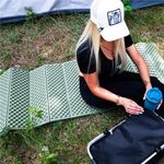 Sport si Outdoor - Camping - Saltele si accesorii pentru somn - Saltele camping - Saltea pliabila pentru camping sau plaja, 182x60 cm, spuma XPE, termoizolanta, pliere armonica, 12 segmente, verde - Infinity.ro