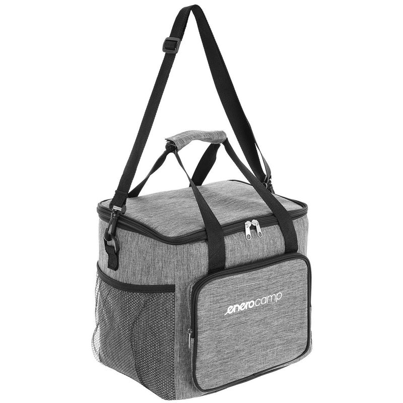 Sport si Outdoor - Camping - Bucatarie de camping - Cutii si genti frigorifice - Geanta termica 28L, cu curea ajustabila si 3 buzunare, 37x29x29 cm, gri - Infinity.ro