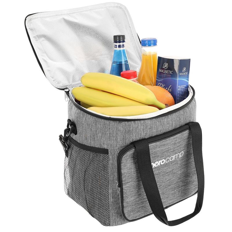 Sport si Outdoor - Camping - Bucatarie de camping - Cutii si genti frigorifice - Geanta termica 28L, cu curea ajustabila si 3 buzunare, 37x29x29 cm, gri - Infinity.ro