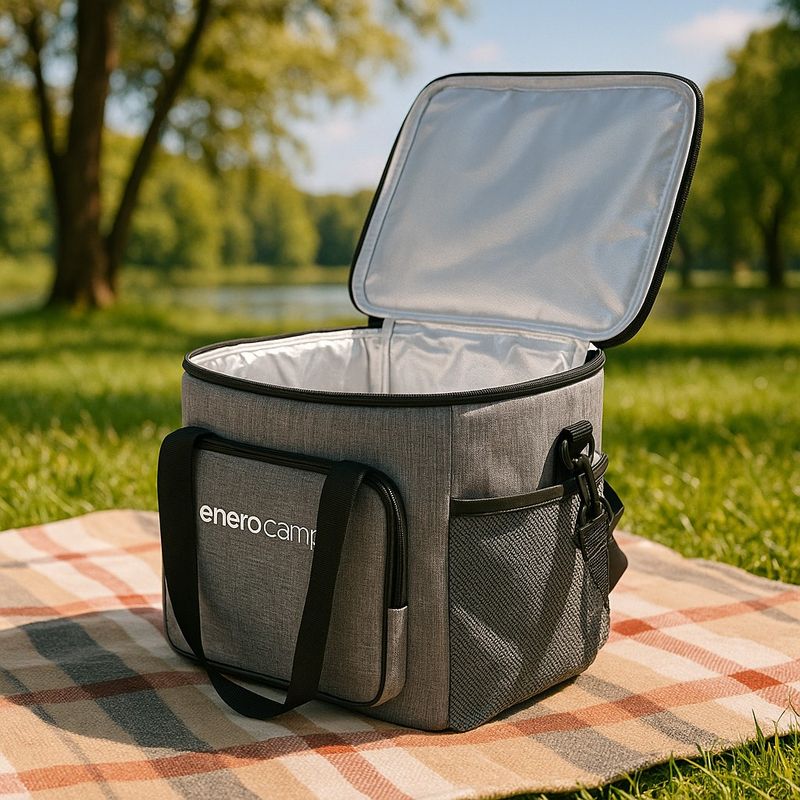 Sport si Outdoor - Camping - Bucatarie de camping - Cutii si genti frigorifice - Geanta termica 28L, cu curea ajustabila si 3 buzunare, 37x29x29 cm, gri - Infinity.ro