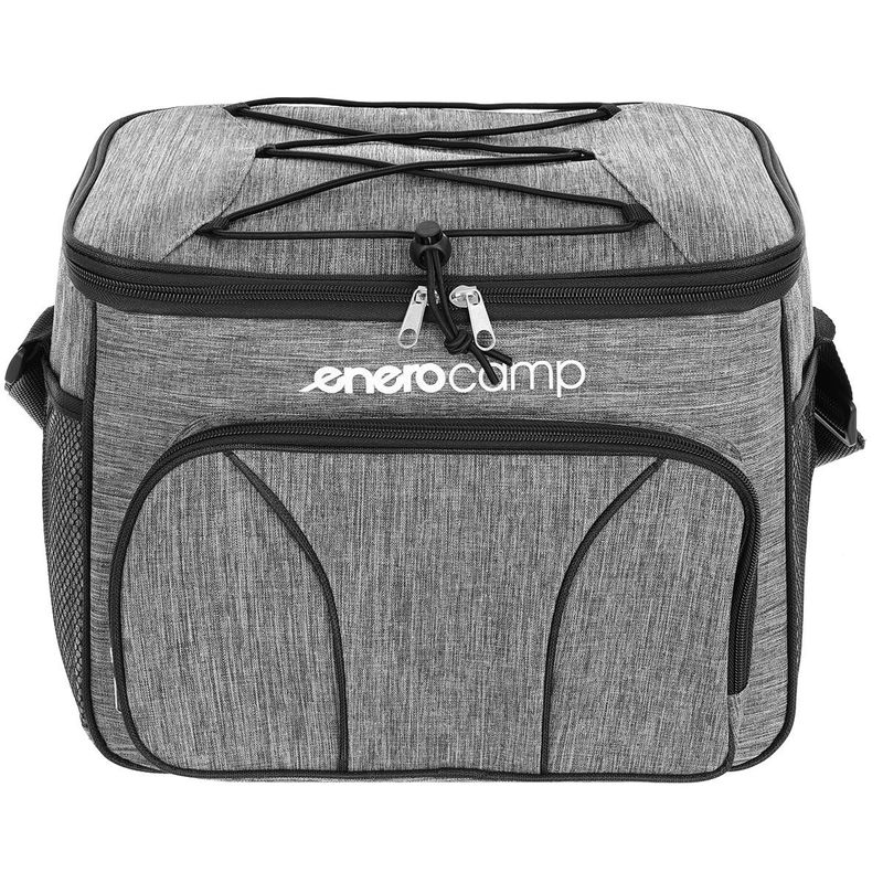 Sport si Outdoor - Camping - Bucatarie de camping - Cutii si genti frigorifice - Geanta termica 18L cu buzunare laterale, strat termoizolant PEVA si curea reglabila, 33x21x26 cm, gri - Infinity.ro