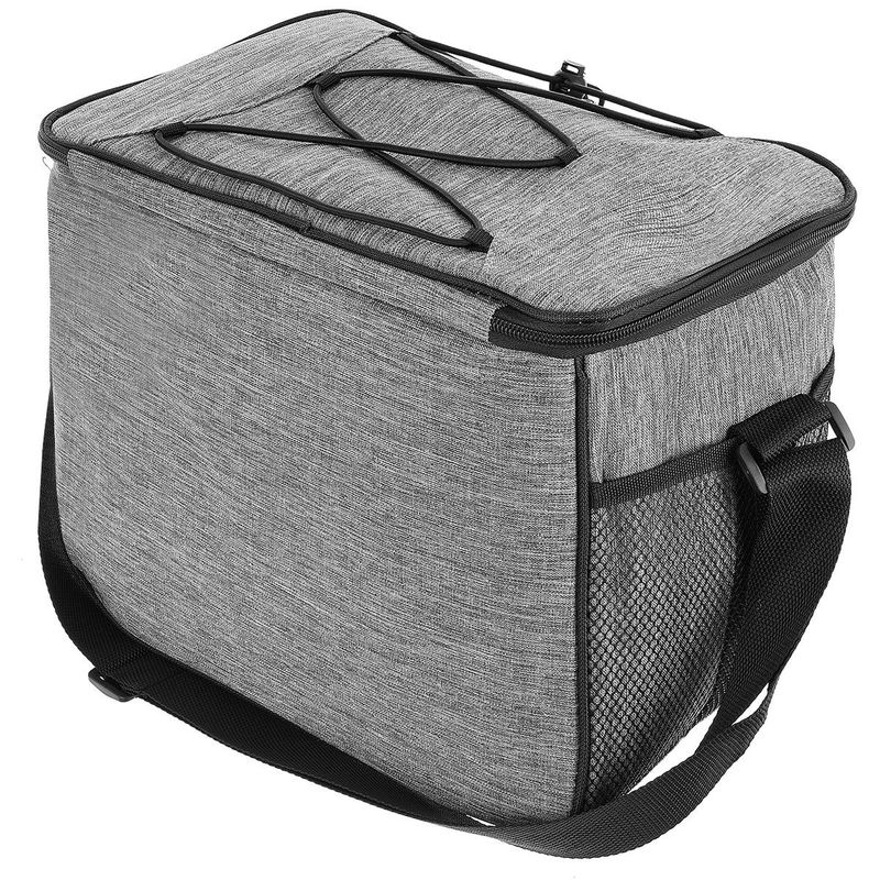 Sport si Outdoor - Camping - Bucatarie de camping - Cutii si genti frigorifice - Geanta termica 18L cu buzunare laterale, strat termoizolant PEVA si curea reglabila, 33x21x26 cm, gri - Infinity.ro