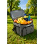 Sport si Outdoor - Camping - Bucatarie de camping - Cutii si genti frigorifice - Geanta termica 18L cu buzunare laterale, strat termoizolant PEVA si curea reglabila, 33x21x26 cm, gri - Infinity.ro
