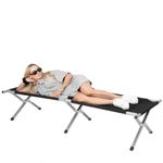 Sport si Outdoor - Camping - Saltele si accesorii pentru somn - Accesorii pentru somn camping - Pat pliant camping structura metalica cu husa transport, pliabil compact, max 150 kg, 190x74x42 cm, negru - Infinity.ro