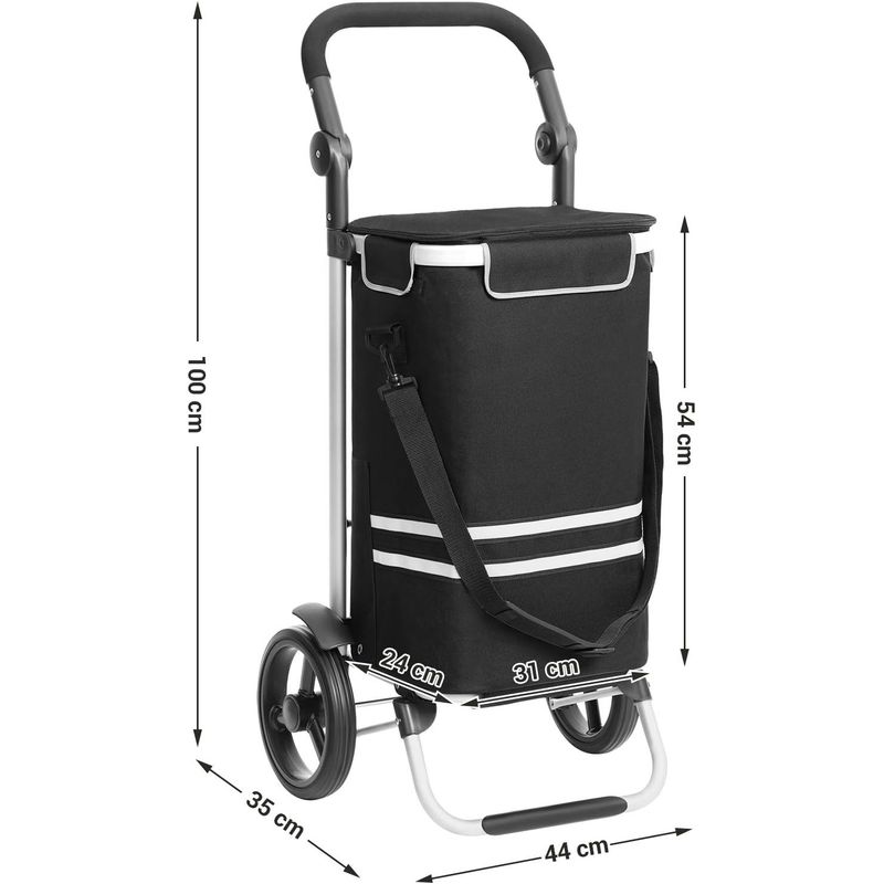 Market - Bacanie - Alte articole bacanie - Carucior de cumparaturi piata, pliabil, compartiment frigorific, multifunctional, 44x35x100 cm, negru - Infinity.ro