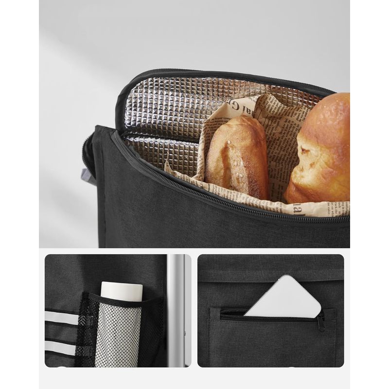 Market - Bacanie - Alte articole bacanie - Carucior de cumparaturi piata, pliabil, compartiment frigorific, multifunctional, 44x35x100 cm, negru - Infinity.ro