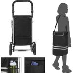 Market - Bacanie - Alte articole bacanie - Carucior de cumparaturi piata, pliabil, compartiment frigorific, multifunctional, 44x35x100 cm, negru - Infinity.ro