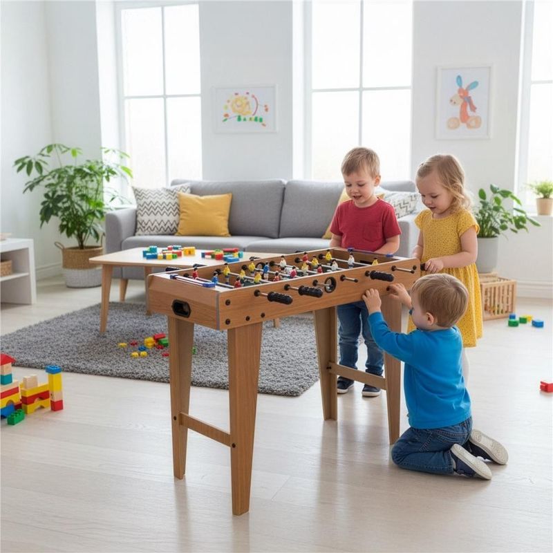 Sport si Outdoor - Alte sporturi - Mese fusball - Masa fotbal copii 6 manere 18 jucatori structura mdf tabela, 69x35x62 cm, set complet, multicolor - Infinity.ro