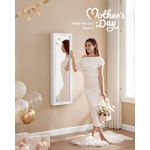 Fashion, accesorii si bijuterii - Femei - Bijuterii femei - Cutii bijuterii - Dulap pentru bijuterii cu oglinda, MDF, iluminare LED, montare pe perete sau usa, 37x10x120 cm, alb - Infinity.ro