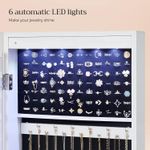 Fashion, accesorii si bijuterii - Femei - Bijuterii femei - Cutii bijuterii - Dulap pentru bijuterii cu oglinda, MDF, iluminare LED, montare pe perete sau usa, 37x10x120 cm, alb - Infinity.ro