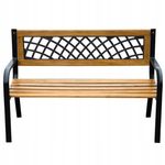 Casa si Gradina - Gradina si terasa - Mobilier exterior - Bancute de gradina - Banca de gradina din lemn si otel cu spatar decorativ, 120x53x73 cm, negru si maro natur - Infinity.ro
